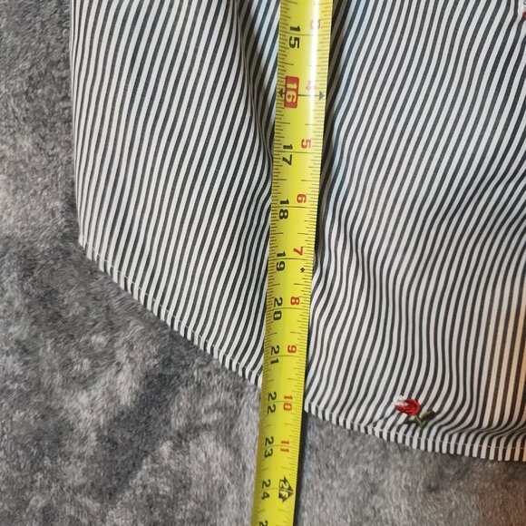 KONTROL Medium Off Shoulder Floral Embroidery STRIPE TOP Elastic Neck 3/4 Sleeve - Picture 7 of 8